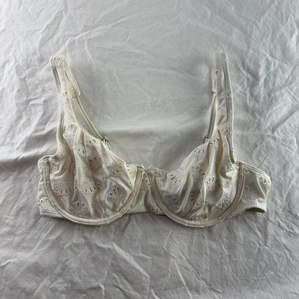 White Eyelet Bikini Top Women's Sz M Cottagecore Dainty Clean Girl Coquette